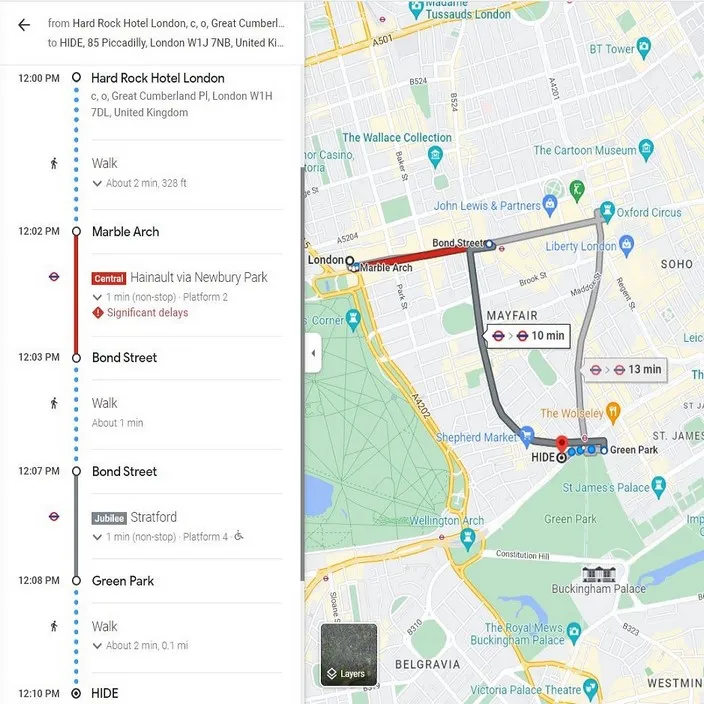 Route Details for the Best Subway Route - Slide 19