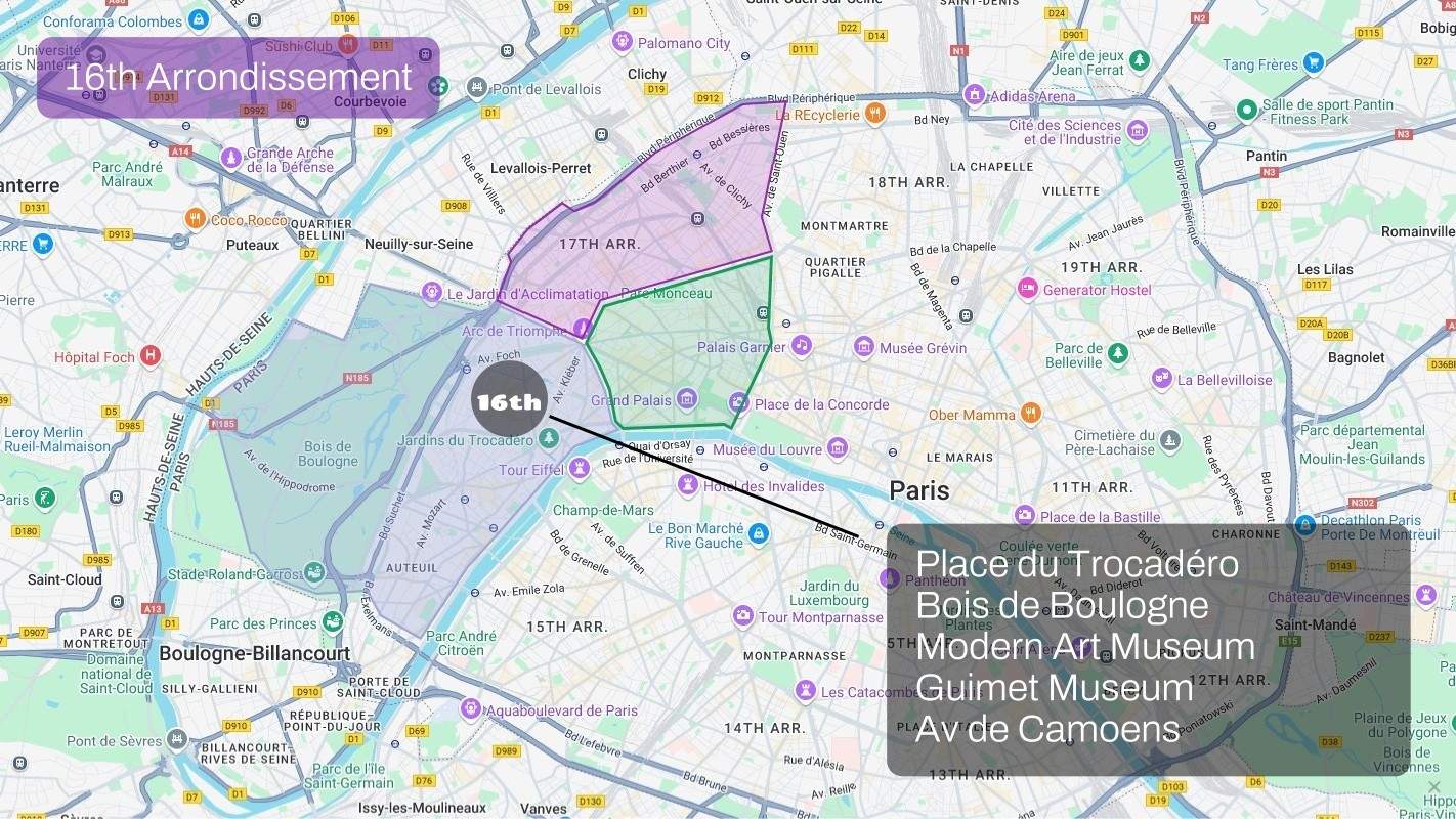 21 Paris Map Sector Northwest 16th Arr