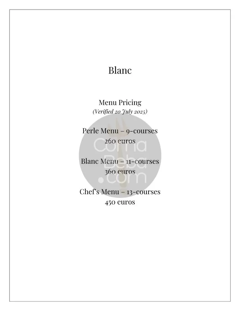 Restaurant Blanc – Paris – Menu p2