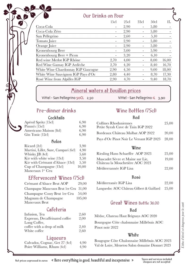 Bouillon Julien – Paris – Menu p2