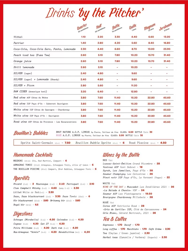Bouillon Pigalle – Paris – Menu p2