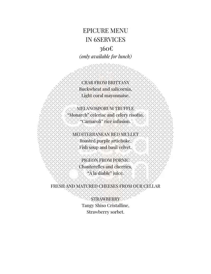 Epicure – Paris – Menu p1
