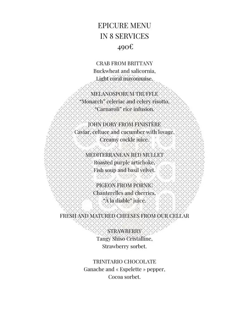 Epicure – Paris – Menu p2
