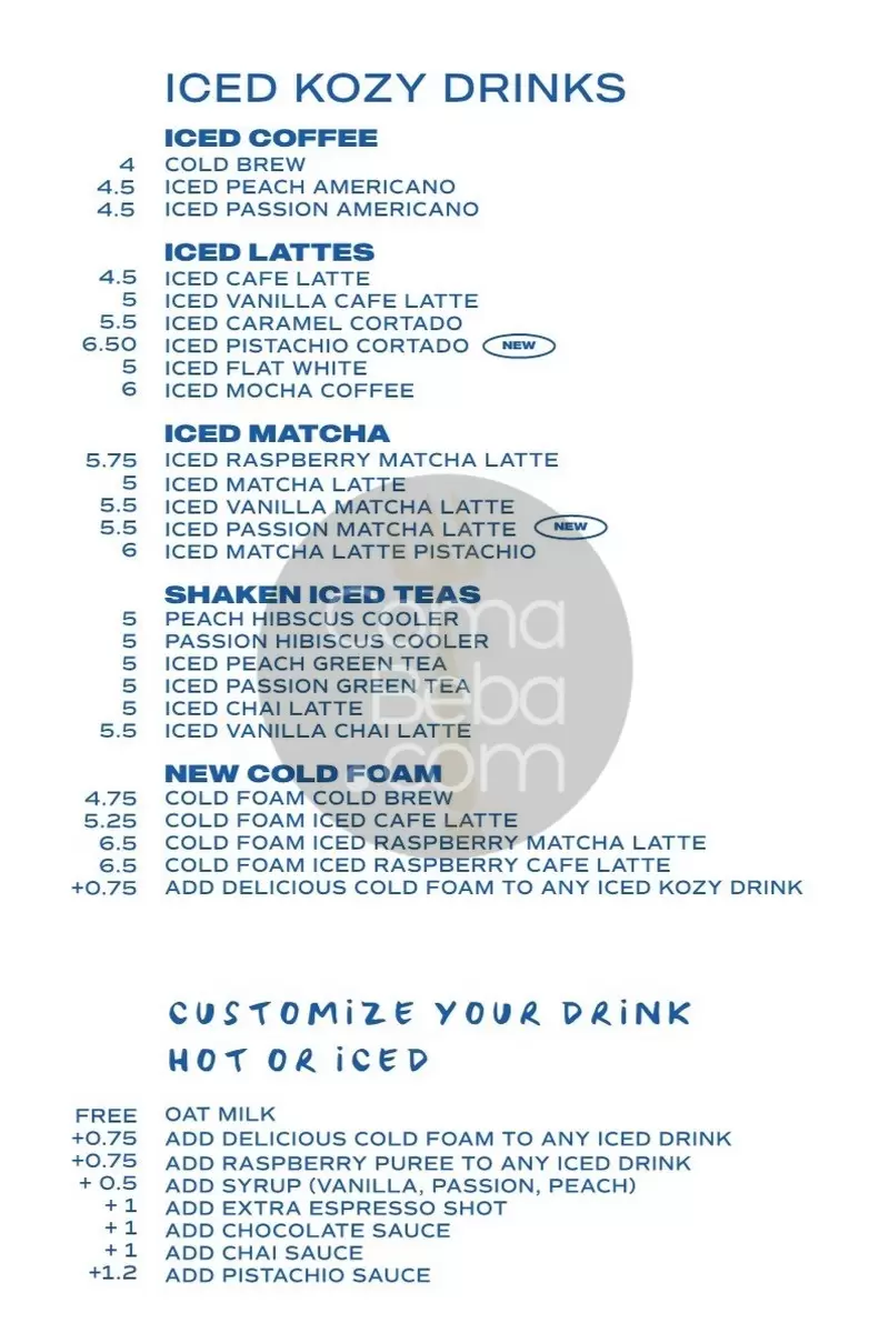 Kozy – Montmartre – Paris – Menu p1