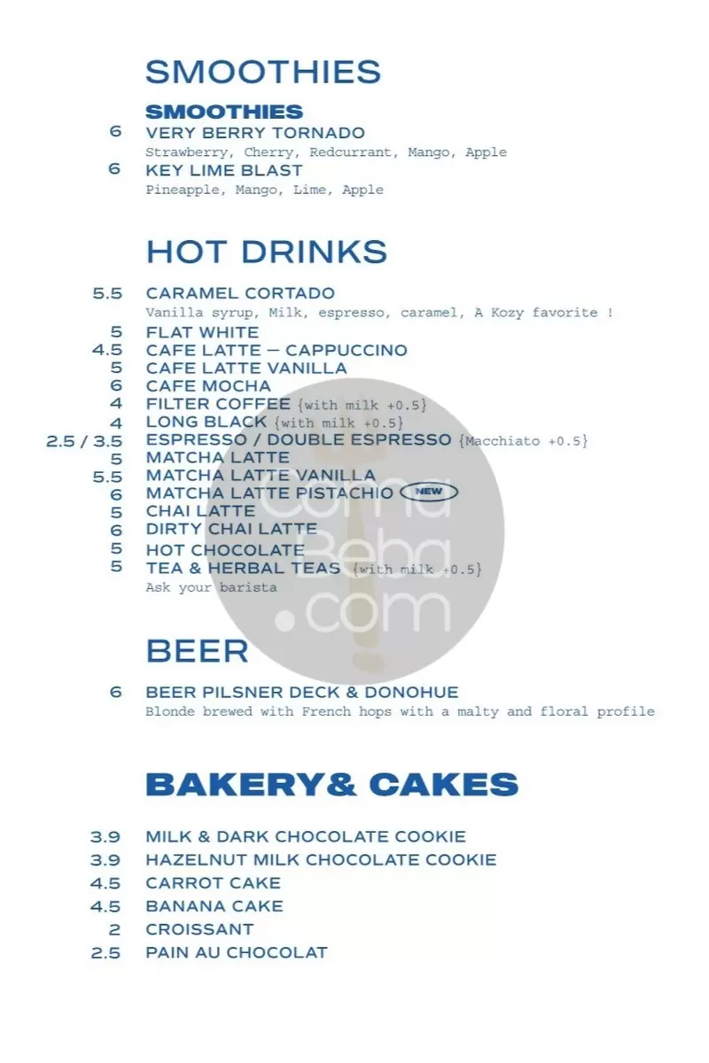Kozy – Pompidou – Paris – Menu p2