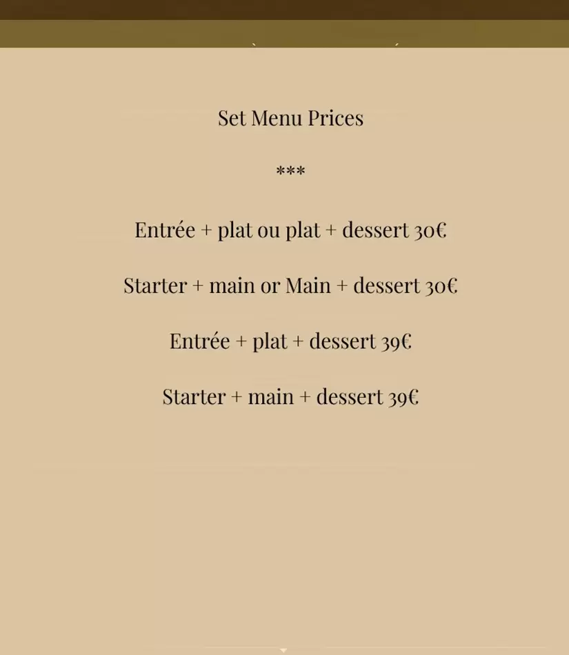 La Pie Noir – Paris – Menu p1