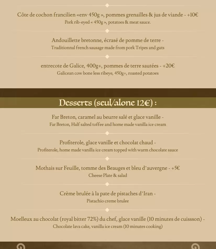 La Pie Noir – Paris – Menu p3