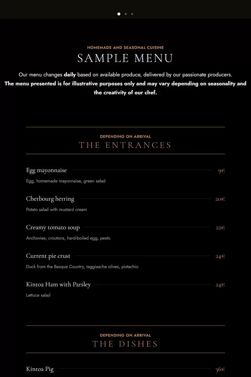 Le Bon Georges – Paris – Menu p1