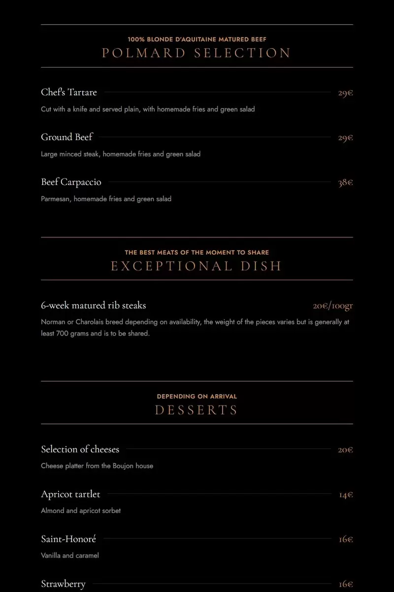 Le Bon Georges – Paris – Menu p3