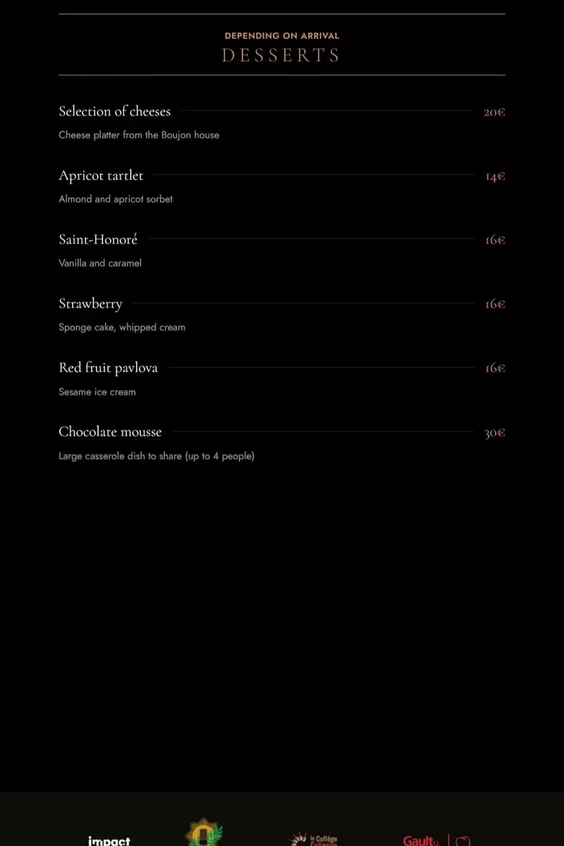 Le Bon Georges – Paris – Menu p4