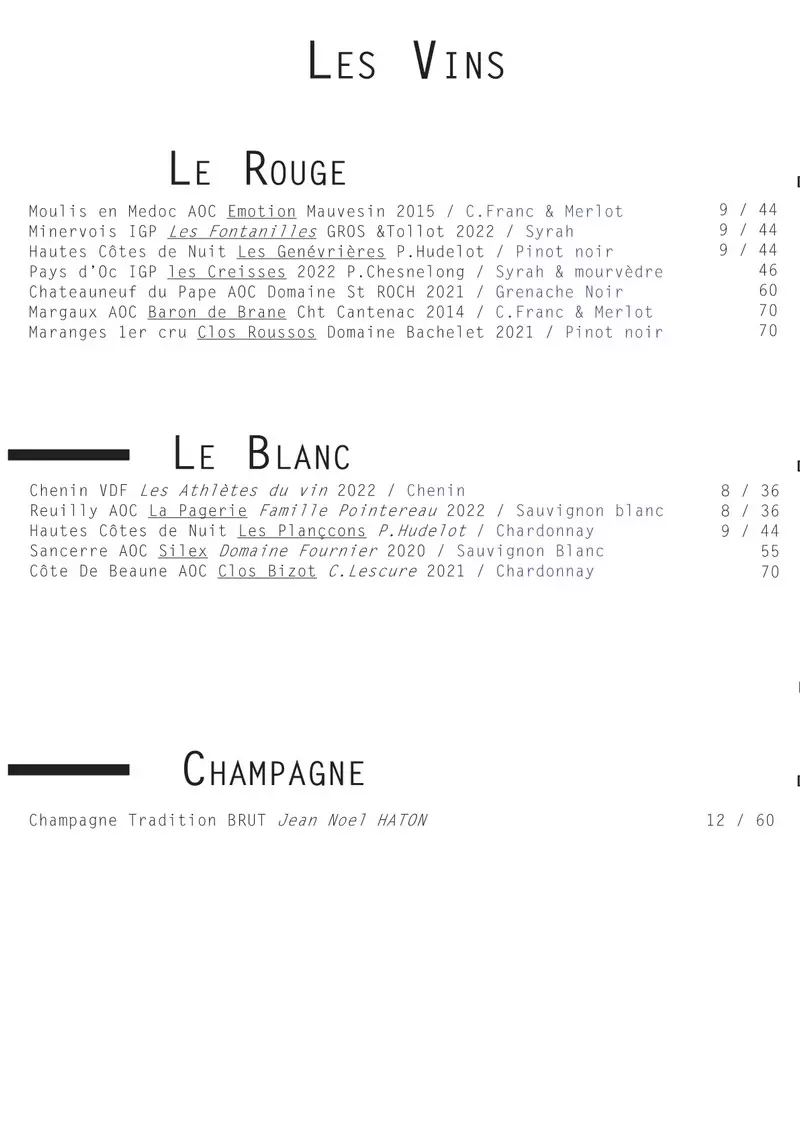 Les Confreres Paris Menu p2