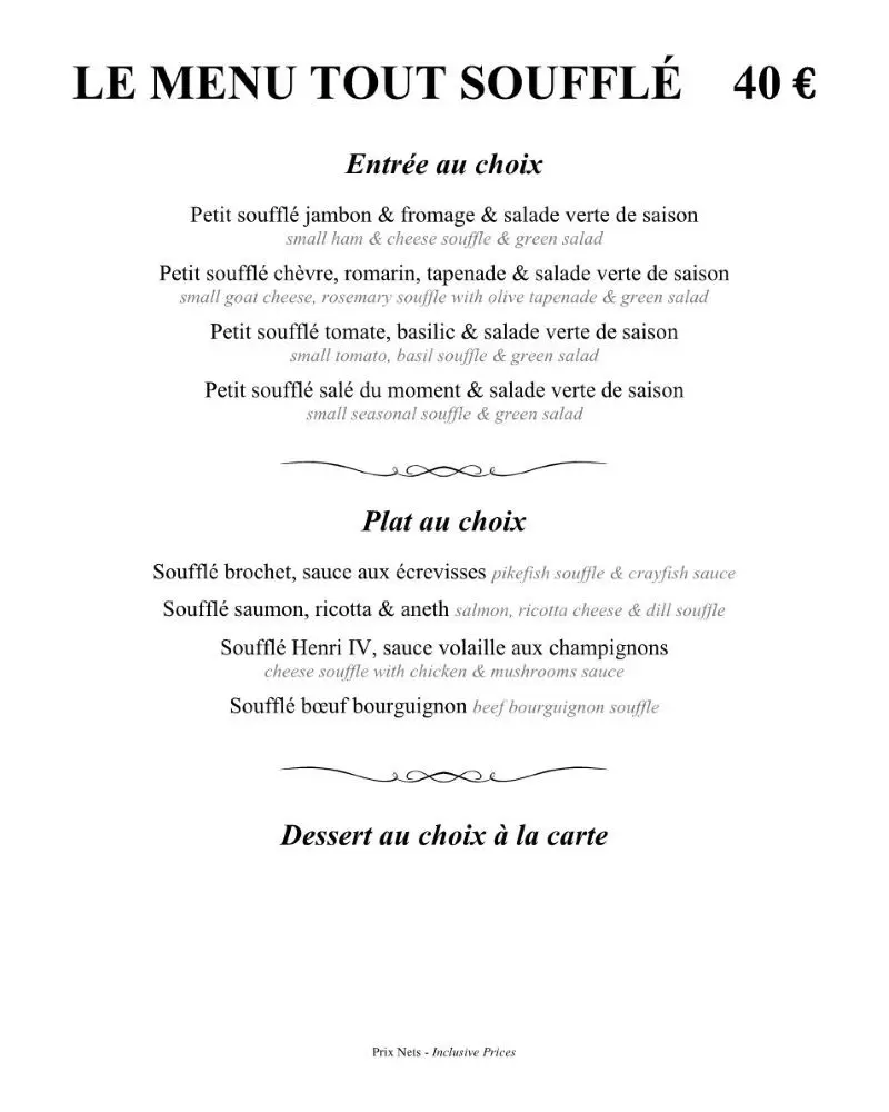 Le Soufflé – Paris – Menu p3