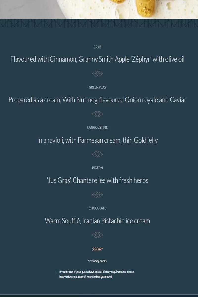 Don Juan II Dinner Cruise – Paris – Menu p1